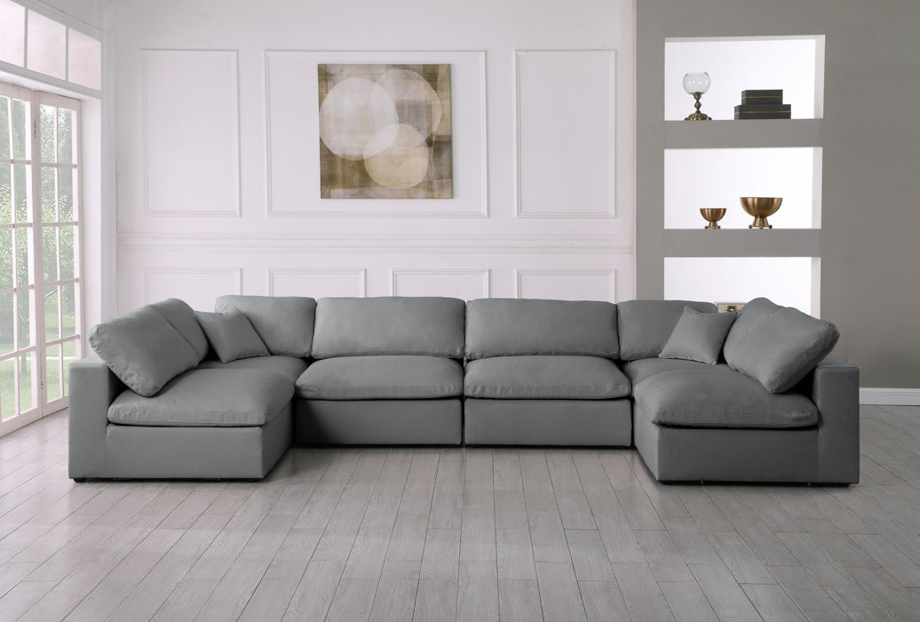 Serene Grey Linen Fabric Deluxe Cloud Modular Sectional