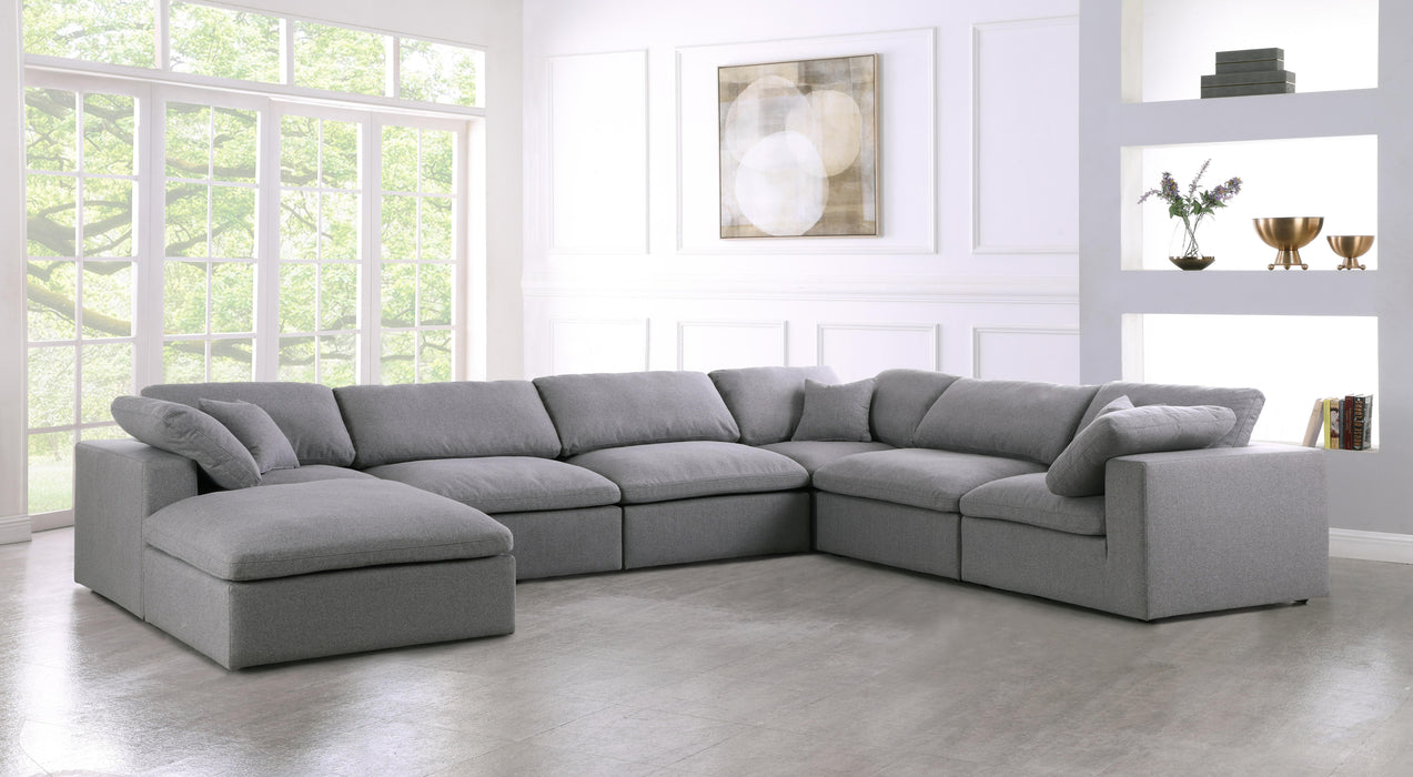 Serene Grey Linen Fabric Deluxe Cloud Modular Sectional