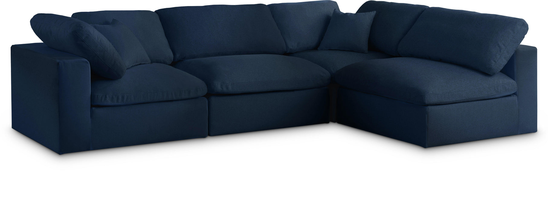 Serene Navy Linen Fabric Deluxe Cloud Modular Sectional