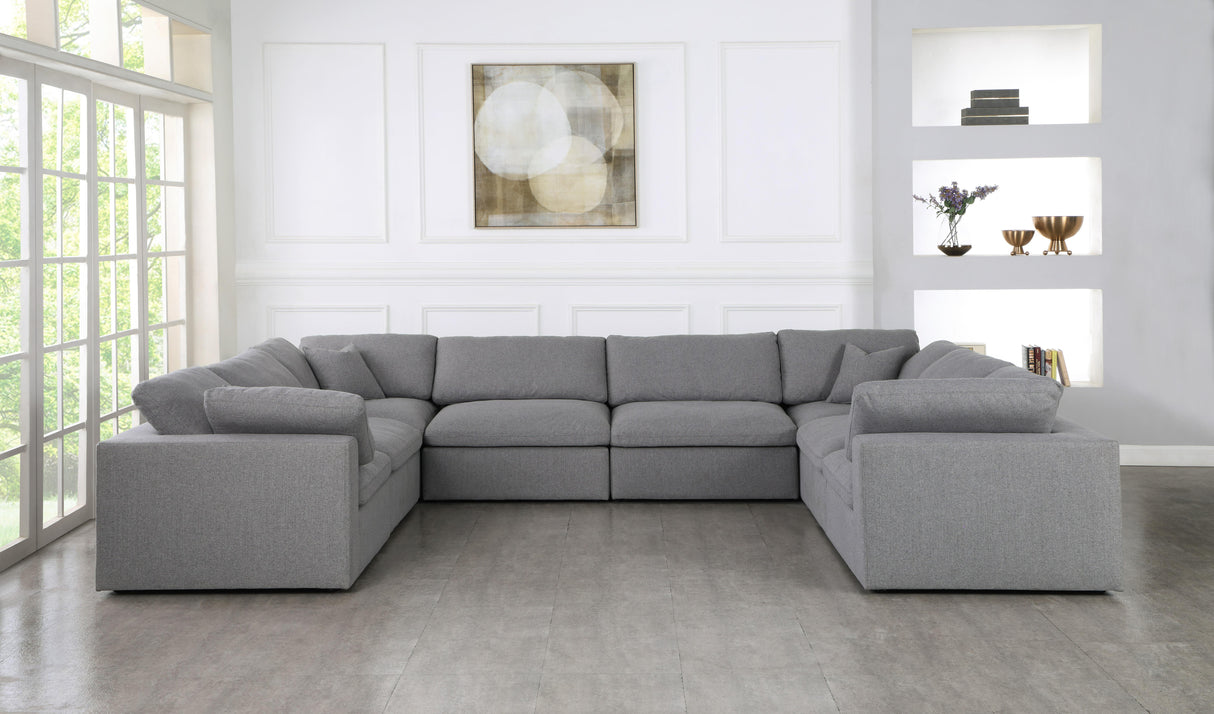 Serene Grey Linen Fabric Deluxe Cloud Modular Sectional