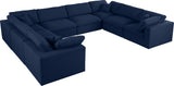 Serene Navy Linen Fabric Deluxe Cloud Modular Sectional