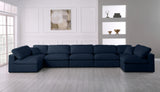 Serene Navy Linen Fabric Deluxe Cloud Modular Sectional