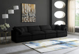 Plush Black Velvet Standard Cloud Modular Sofa