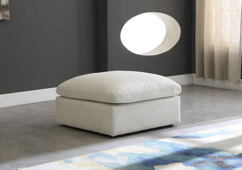 Plush Cream Velvet Standard Cloud Modular Ottoman