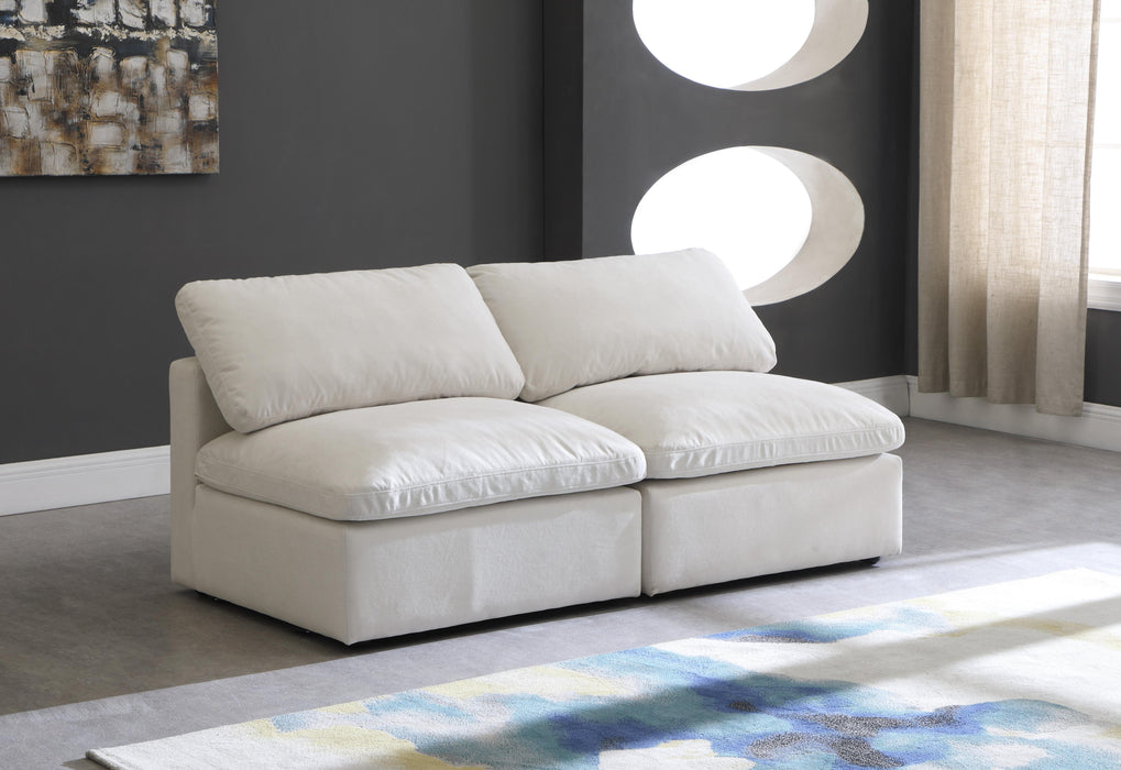 Plush Cream Velvet Standard Cloud Modular Sofa