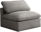 Plush Grey Velvet Standard Cloud Modular Armless Chair