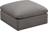 Plush Grey Velvet Standard Cloud Modular Ottoman
