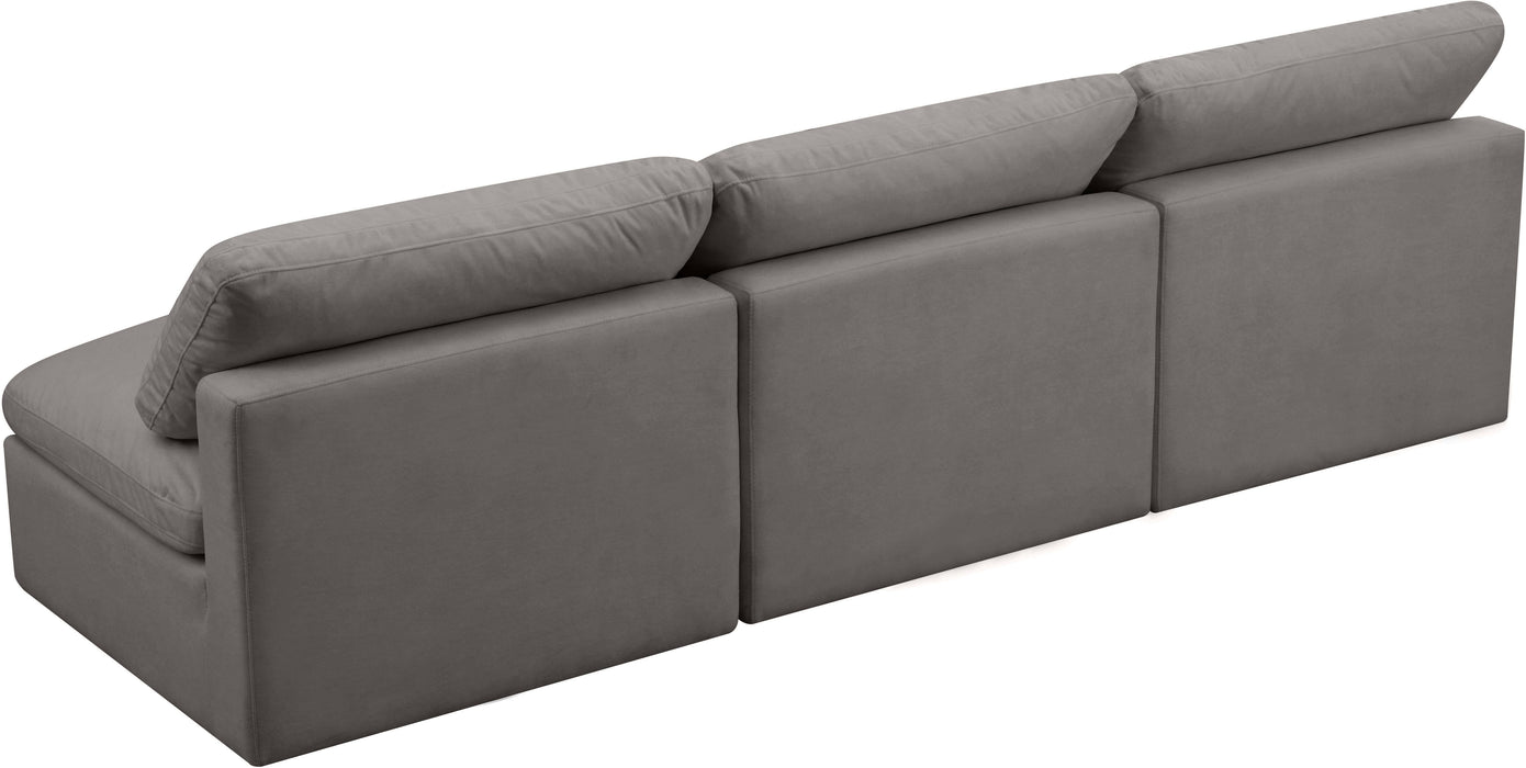 Plush Grey Velvet Standard Cloud Modular Sofa