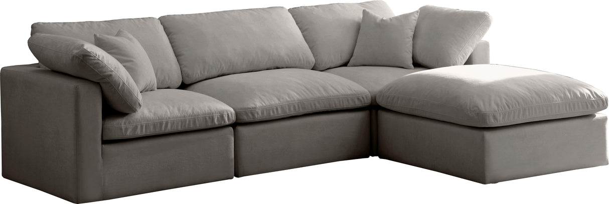 Plush Grey Velvet Standard Cloud Modular Sectional