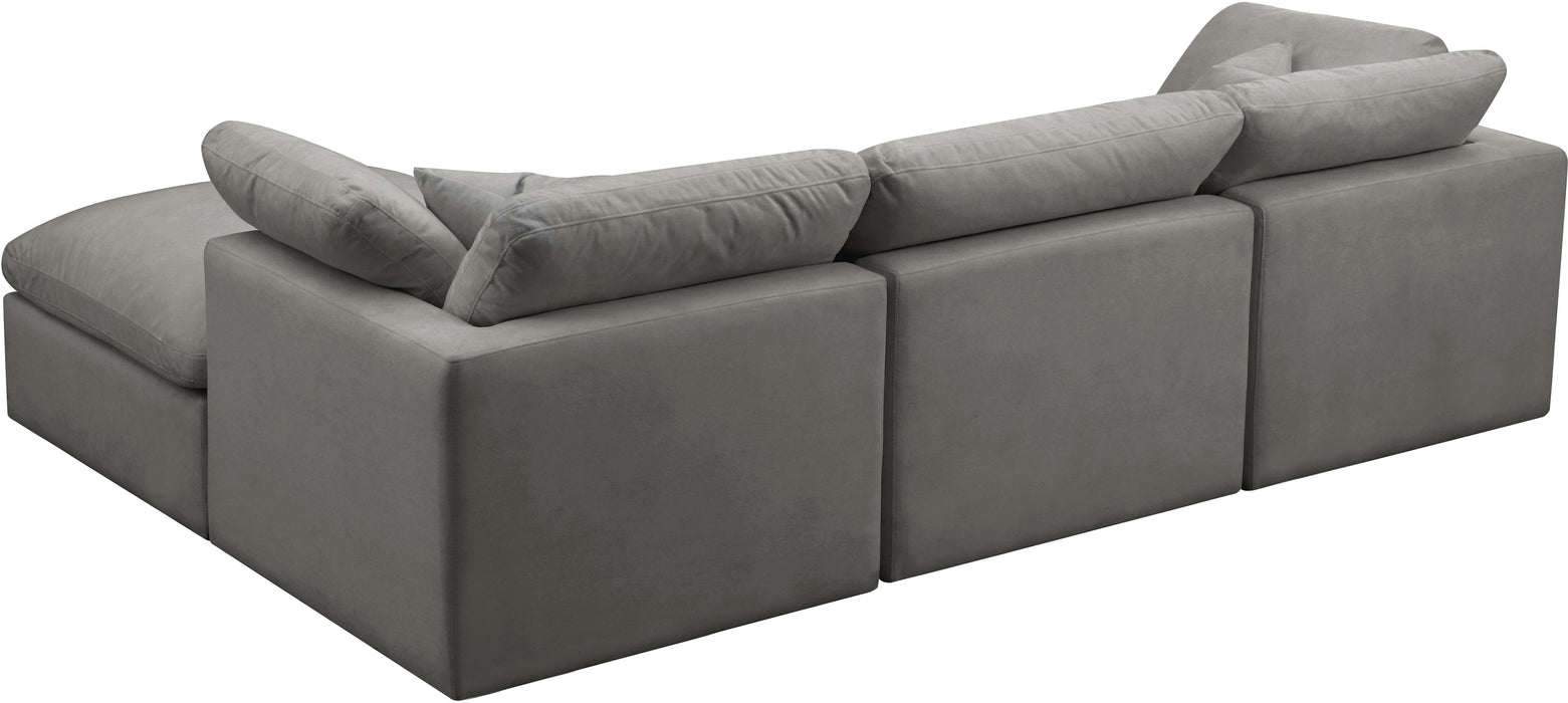 Plush Grey Velvet Standard Cloud Modular Sectional