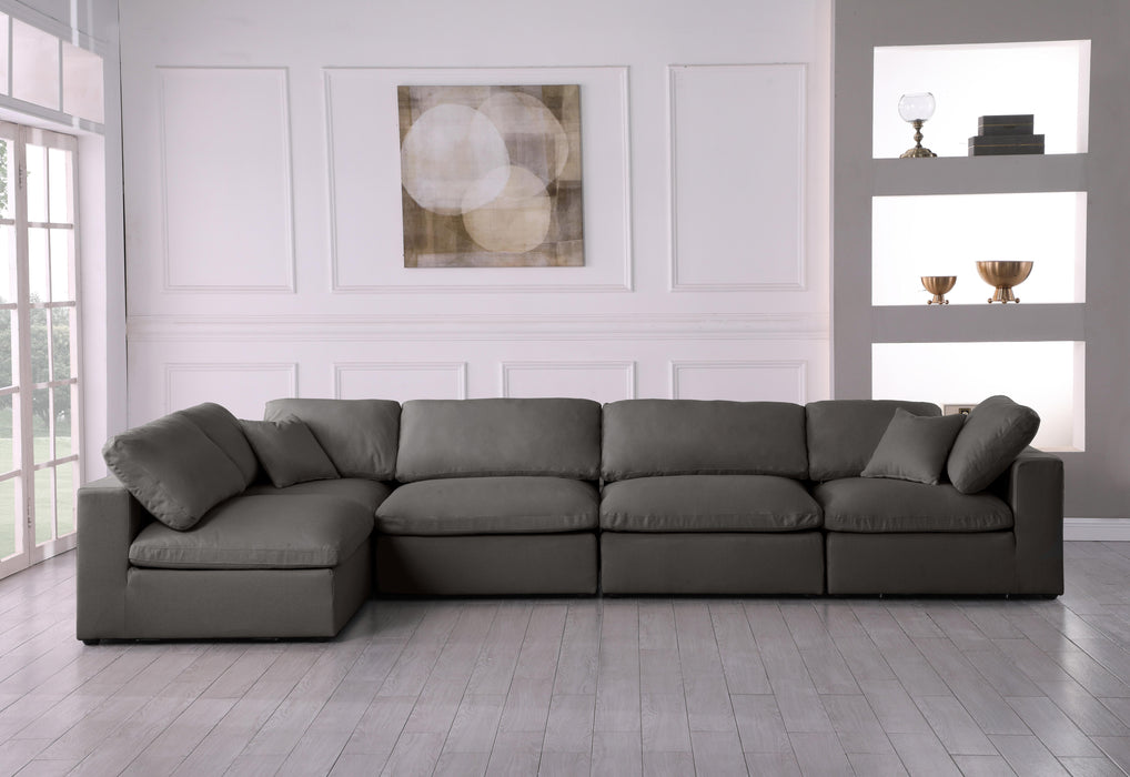 Plush Grey Velvet Standard Cloud Modular Sectional