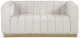 Marlon Cream Velvet Loveseat