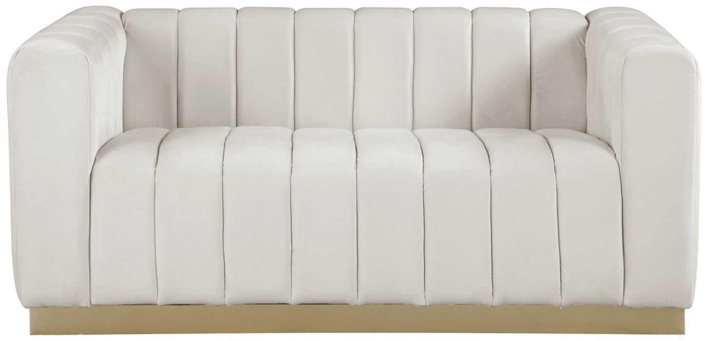 Marlon Cream Velvet Loveseat