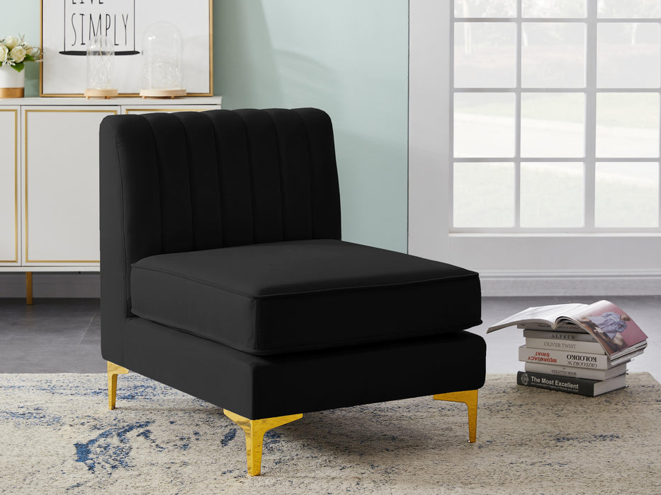 Alina Black Velvet Armless Chair