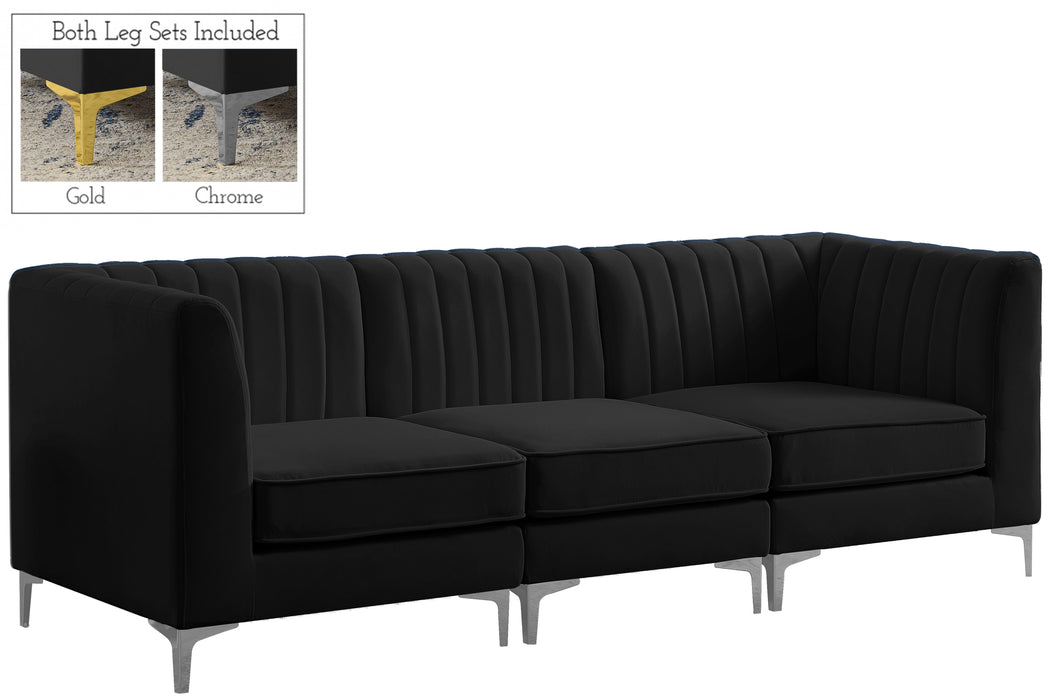 Alina Black Velvet Modular Sofa