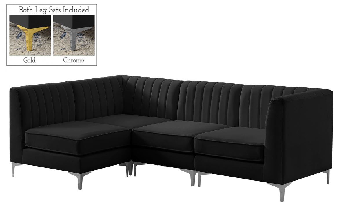 Alina Black Velvet Modular Sectional