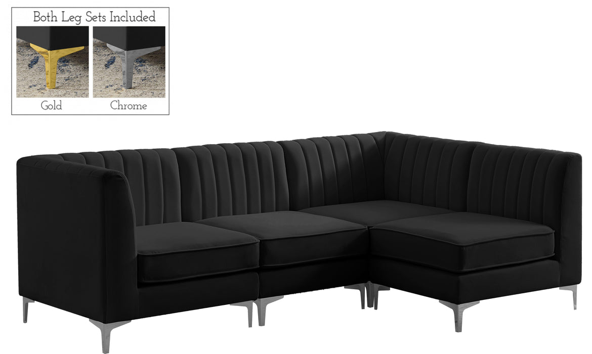 Alina Black Velvet Modular Sectional