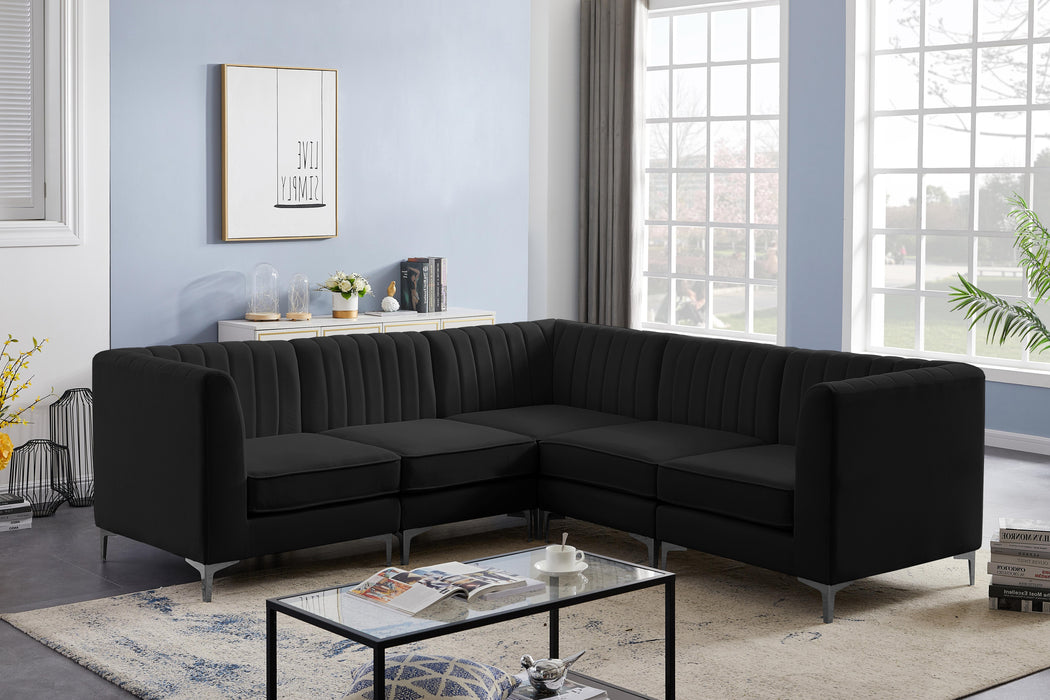 Alina Black Velvet Modular Sectional