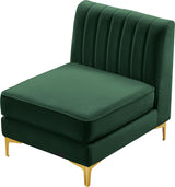 Alina Green Velvet Armless Chair