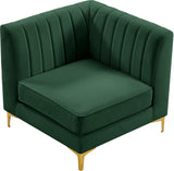 Alina Green Velvet Corner Chair