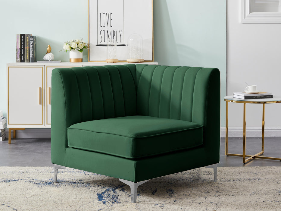 Alina Green Velvet Corner Chair