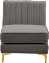 Alina Grey Velvet Armless Chair