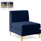 Alina Navy Velvet Armless Chair