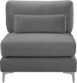 Julia Grey Velvet Modular Armless Chair