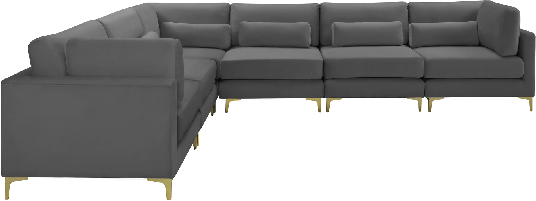 Julia Grey Velvet Modular Sectional (6 Boxes)