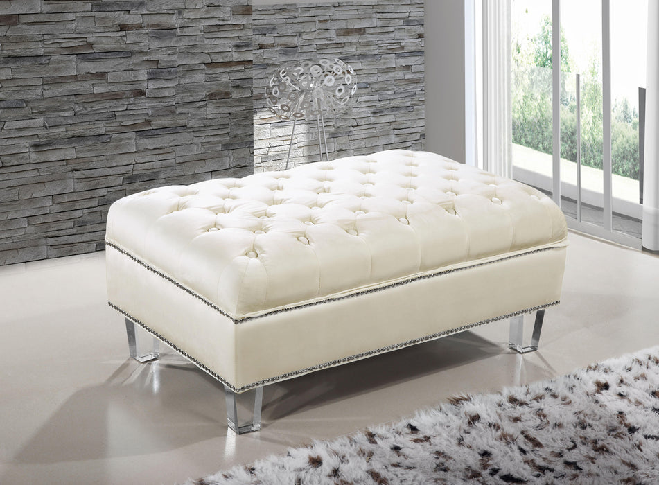 Lucas Cream Velvet Ottoman