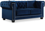 Bowery Navy Velvet Loveseat