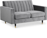 Lola Grey Velvet Loveseat