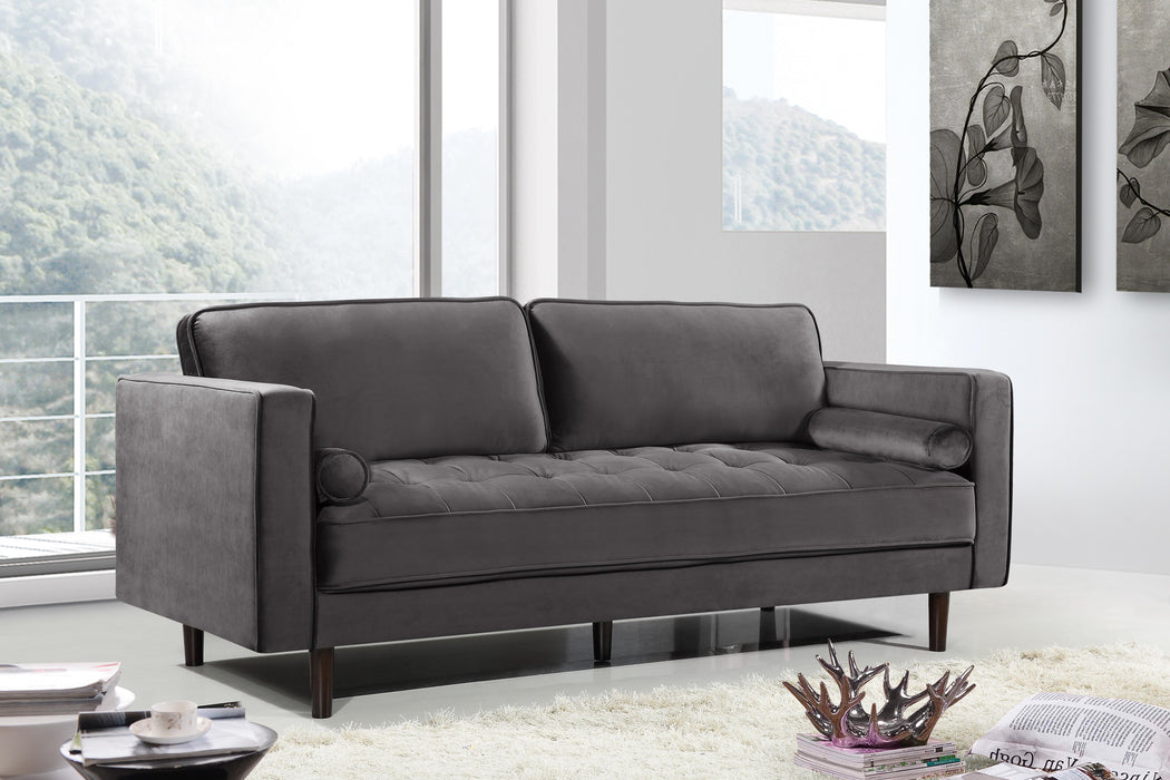 Emily Grey Velvet Sofa