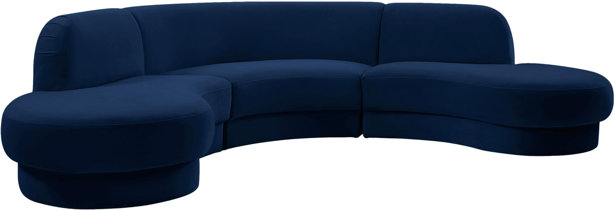 Rosa Navy Velvet 3pc. Sectional (3 Boxes)