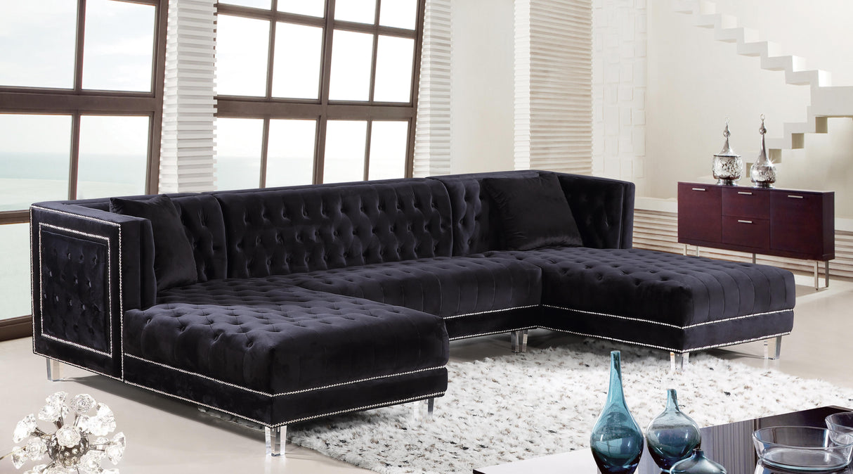 Moda Black Velvet 3pc. Sectional
