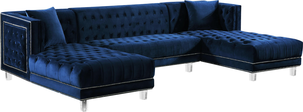 Moda Navy Velvet 3pc. Sectional