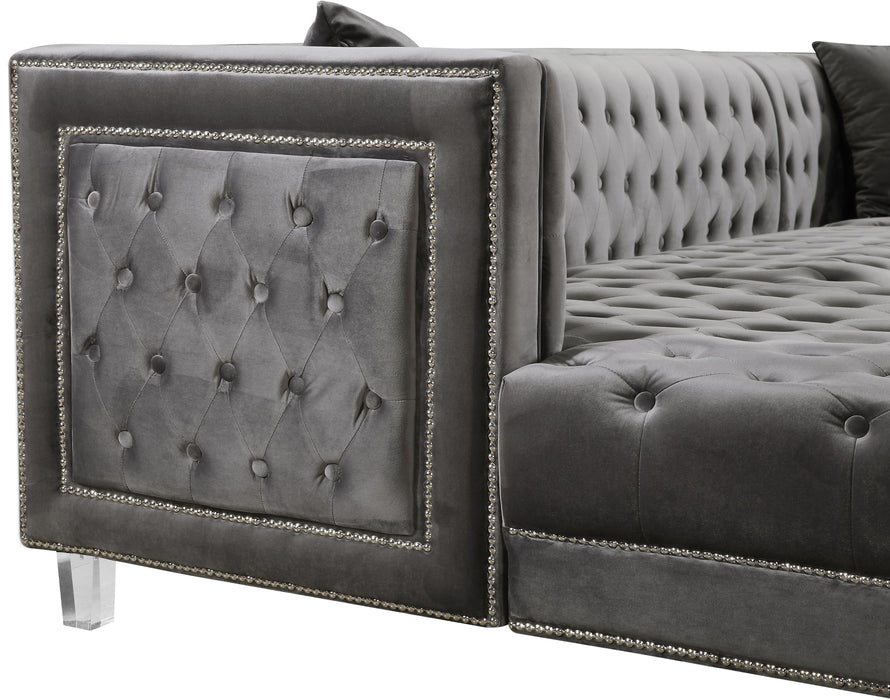 Moda Grey Velvet 3pc. Sectional