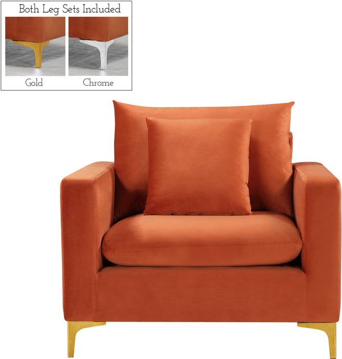 Naomi Cognac Velvet Chair