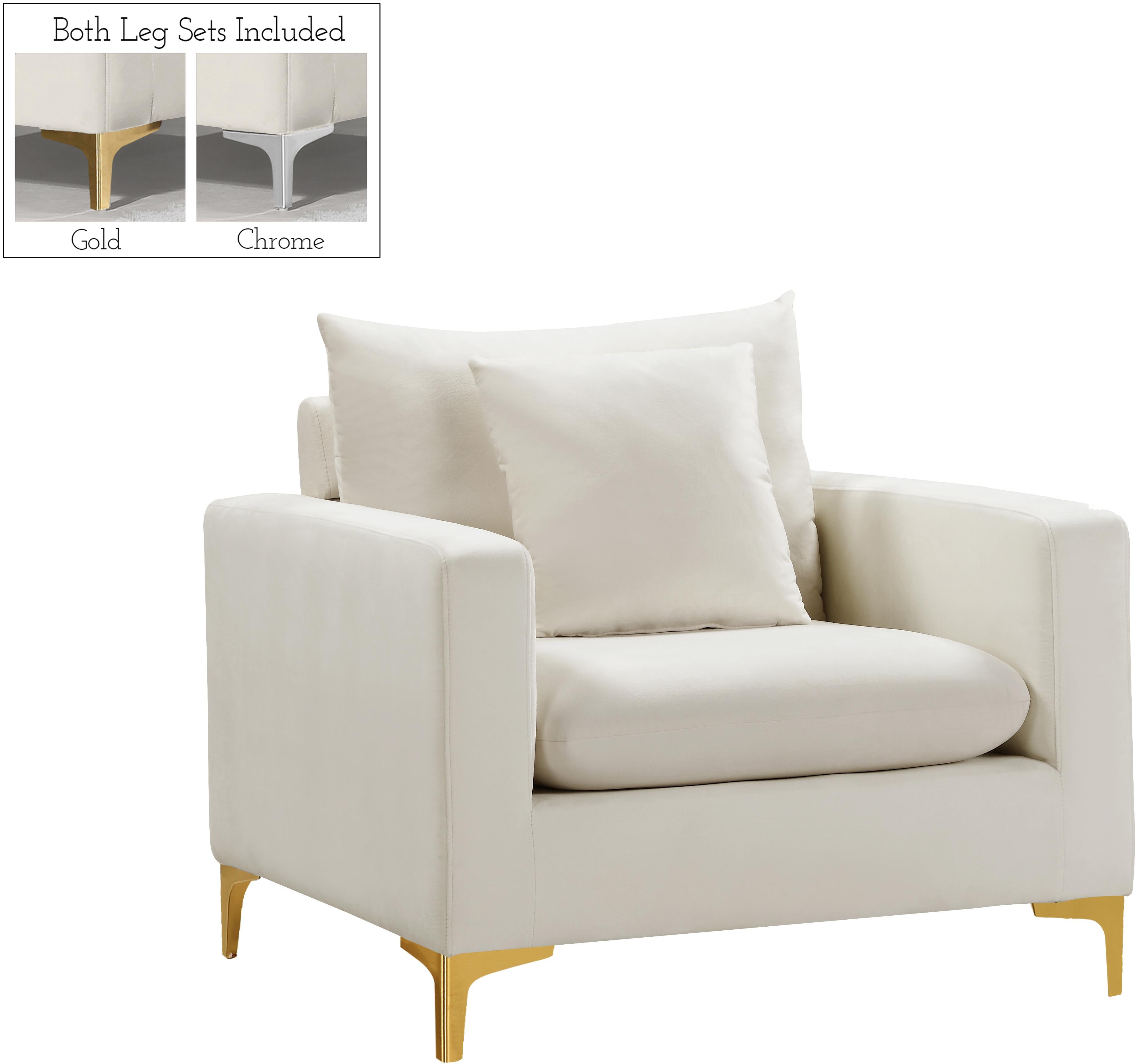 Naomi Cream Velvet Chair - Thumbnail 2