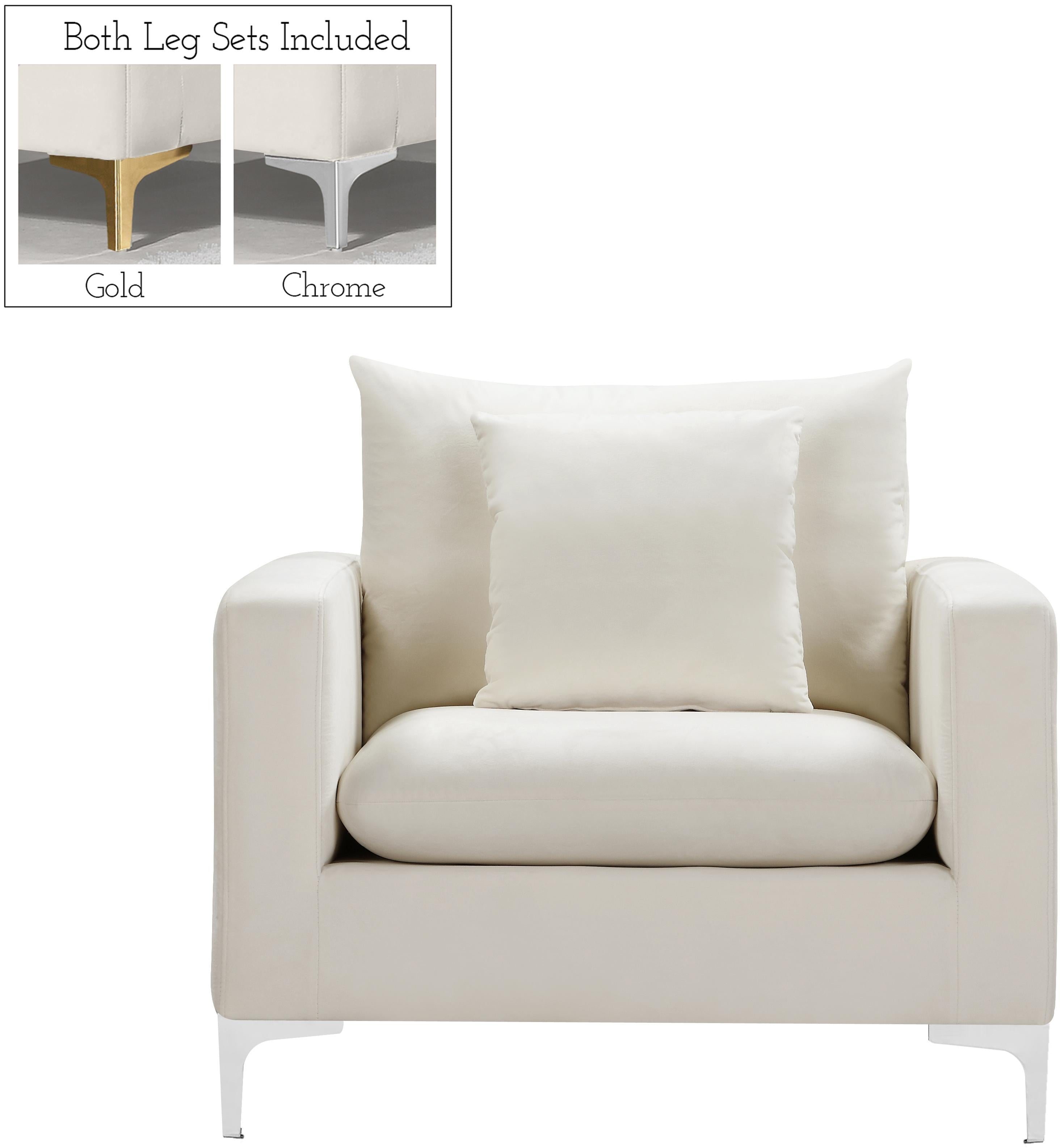 Naomi Cream Velvet Chair - Thumbnail 4