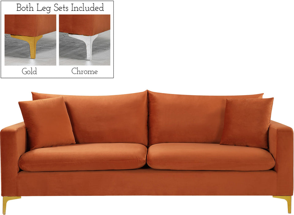 Naomi Cognac Velvet Sofa