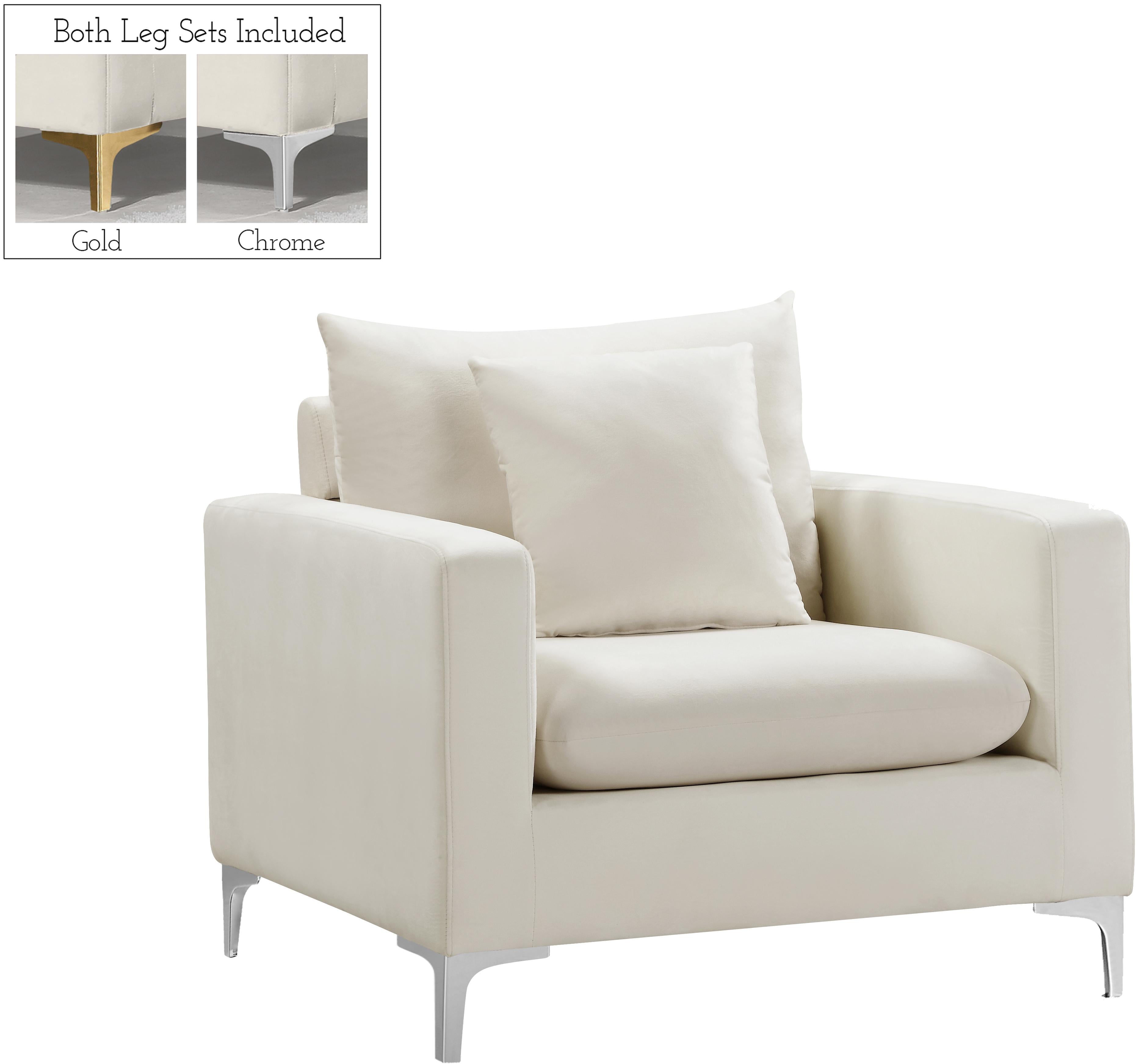 Naomi Cream Velvet Chair - Thumbnail 3