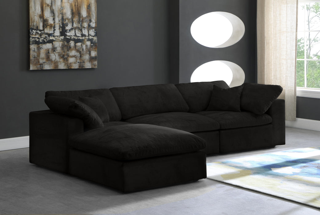 Cozy Black Velvet Cloud Modular Sectional