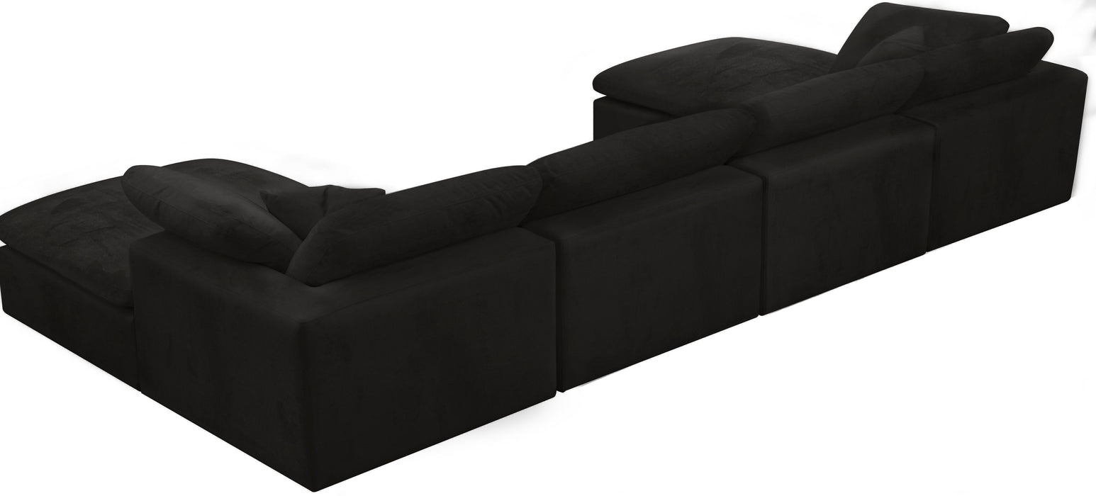 Cozy Black Velvet Cloud Modular Sectional