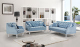 Roxy Sky Blue Velvet Loveseat