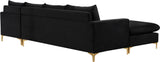 Naomi Black Velvet 2pc. Reversible Sectional