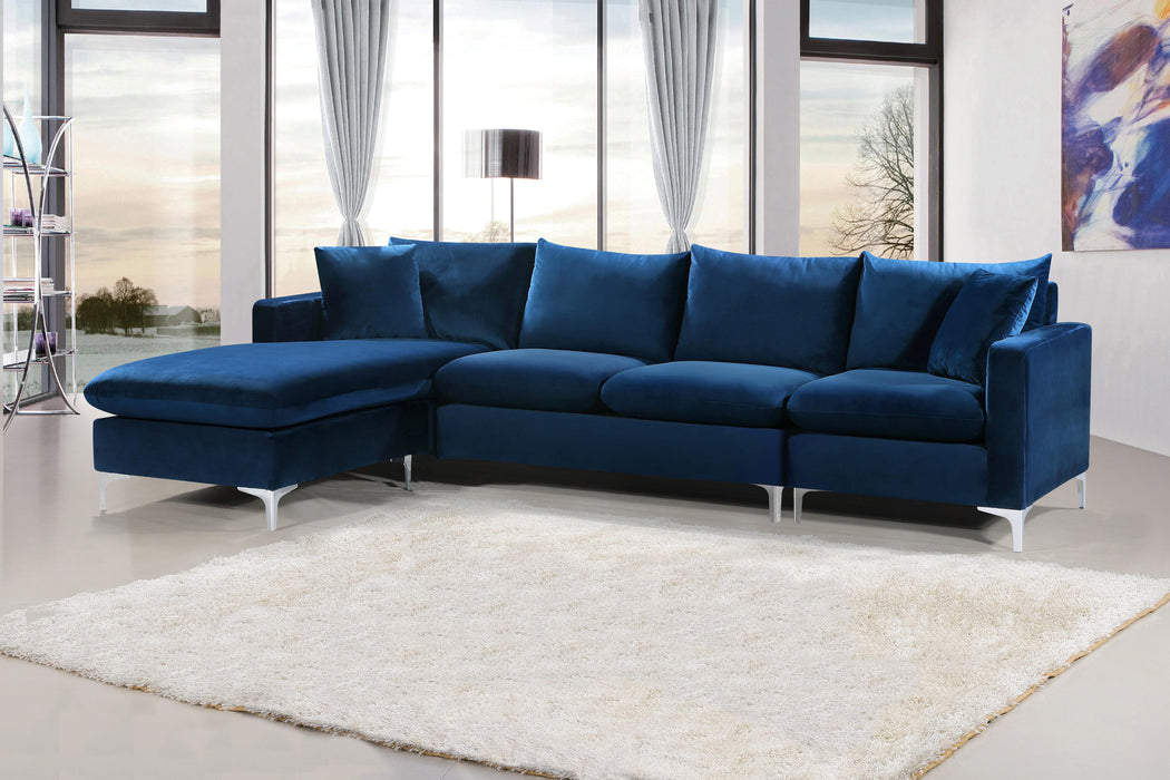 Naomi Navy Velvet 2pc. Reversible Sectional