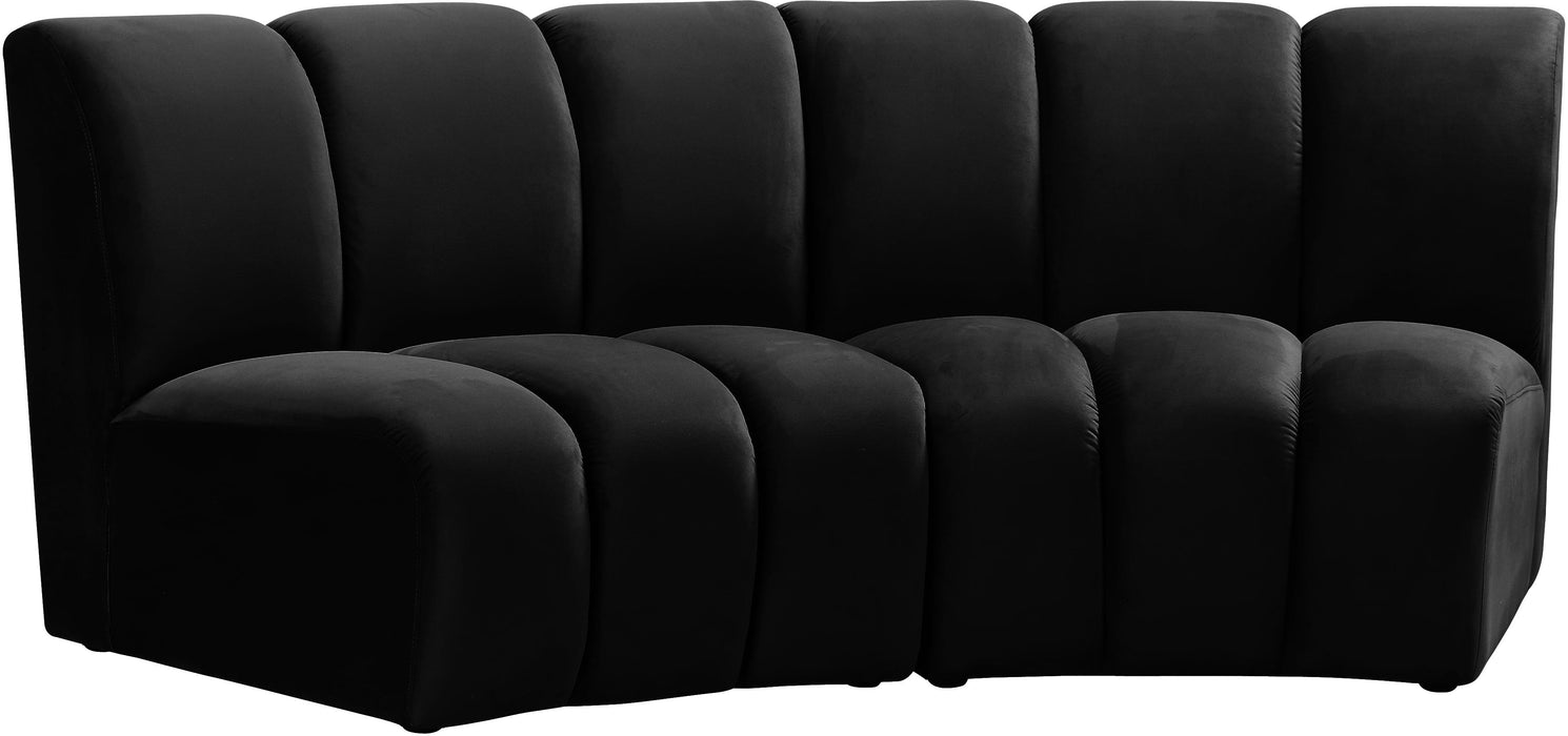 Infinity Black Velvet 2pc. Modular Sectional