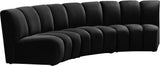 Infinity Black Velvet 3pc. Modular Sectional