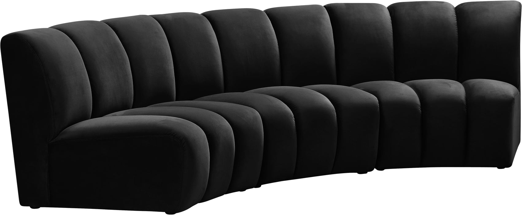 Infinity Black Velvet 3pc. Modular Sectional